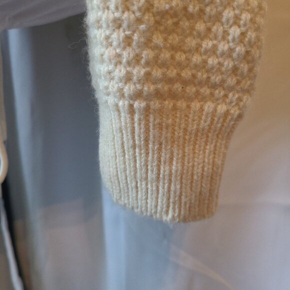 Woman's L/S Tori Burch Sweater Leather trim snaps Alpaca blend - M - Picture 8 of 12